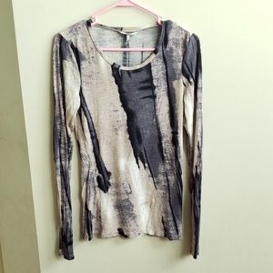 🚫SOLD! BKE Mixed Print Tan/Cream & Gray Top